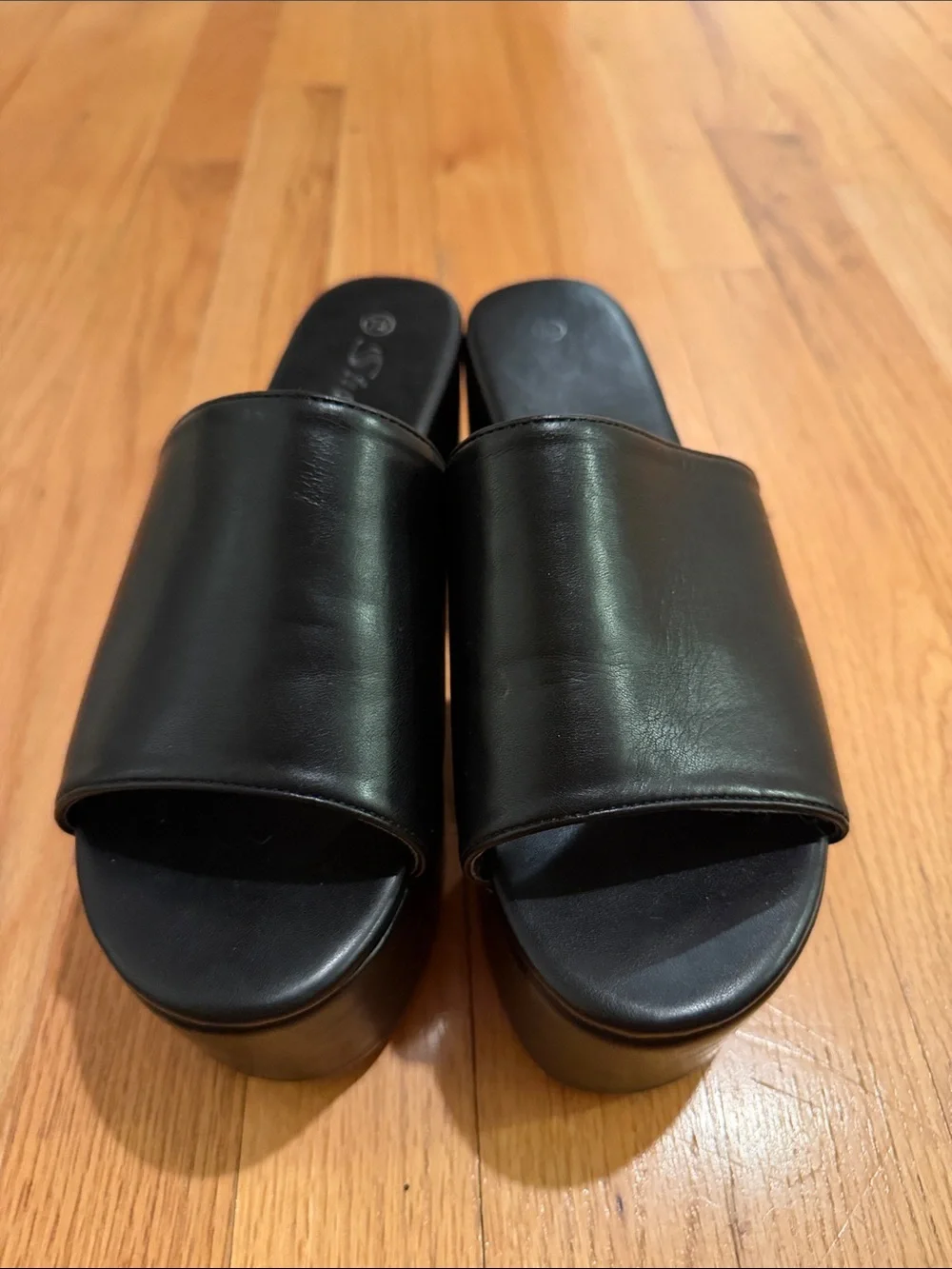 Black Platform Slide Sandals